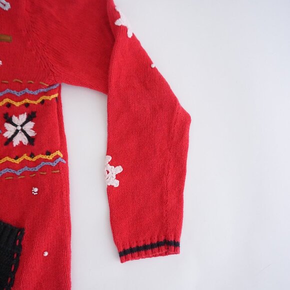 Vintage Kakit Winter Ski Snowflake Festive Cardigan Holiday Retro 90s Sweater S - Picture 4 of 10